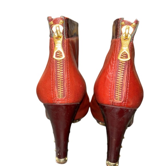 Elegant Red and Brown Women's High Heel Boots - Picture 2 of 5